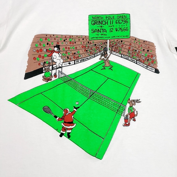 RARE Vintage The Grinch Santa Tennis Single Stitch North Pole Christmas T-shirt - Picture 2 of 13